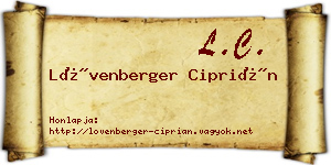 Lövenberger Ciprián névjegykártya